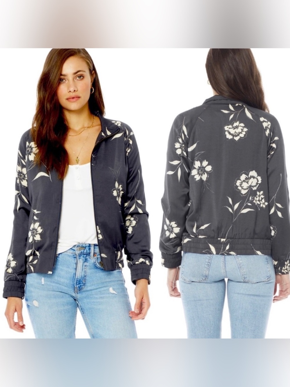Saltwater Luxe Marina Floral Bomber in Raven